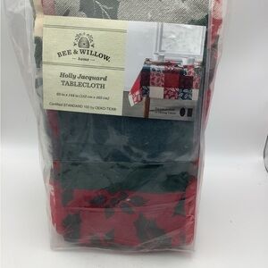 Holly Jacquard Tablecloth - Red and Green